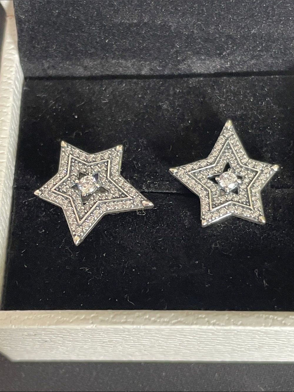 Silver Star Cubic Zirconia Stud Earrings - Sparkling Silver Stars